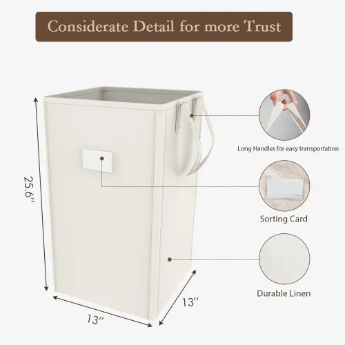 Vista 4 de MCleanPin - Cesta grande y plegable para la ropa con 2 bolsas de lavandería desmontables y tarjeta de clasificación, duradera, para ropa de cama