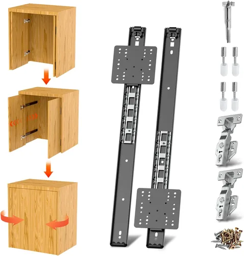 Vista 9 de Rieles para Puertas de Bolsillo, Riel para Puerta de Bolsillo de Gabinete, Bisagra para Puerta de Bolsillo, Herrajes para Riel de Puerta Pivotante