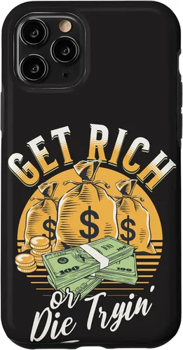 Vista 28 de Funda de dinero millonario para iPhone 12/12 Pro Get Rich or Die Trying Cash Hustle