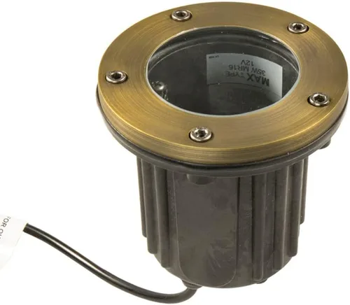 Vista 17 de Luz de pozo de latón de 12 V (parte superior abierta) con bombilla LED MR16 blanca cálida de 5 W 2700 K para iluminación de paisaje de bajo voltaje