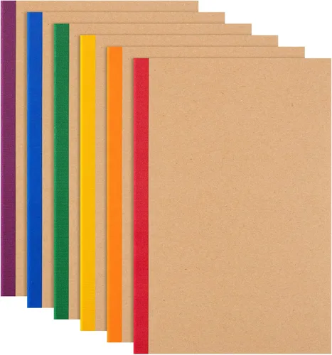 Vista 17 de Paquete de 30 cuadernos en blanco a granel, cuaderno de composición de papel A5 sin forro, 8.3 x 5.5 pulgadas, cubierta de papel kraft con espinas