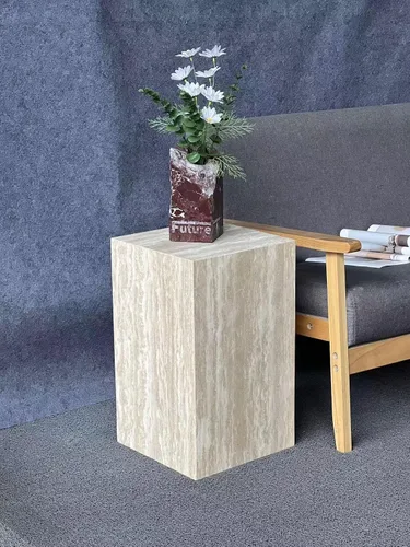 Vista 11 de Mesa auxiliar de mármol de lujo, mesa auxiliar cuadrada para sofá y cama modernos, sala de estar, sofá, dormitorio (Arabescato)