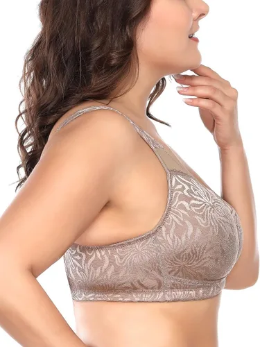 Vista 5 de Deyllo - Brasier para mujer, cobertura completa, talla grande, cómodo, minimizador, sin aros, sin acolchado