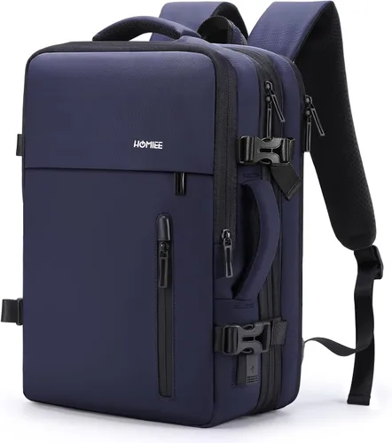 Vista 10 de HOMIEE - Mochila de viaje expandible de 40 L, compatible con laptop de 15.6 pulgadas con puerto de carga USB para fines de semana de negocios, bolsa
