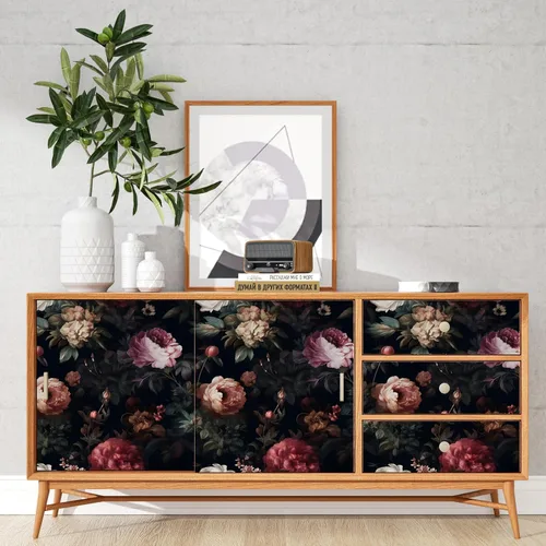 Vista 2 de Black Vintage Floral Peel and Stick Wallpaper 17.5" x 118" Negro