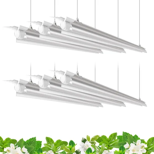 Vista 14 de Barrina Luz de cultivo T8 de 2 pies, 144 W (6 x 24 W), equivalente a 800 W, espectro completo, luz de planta de luz solar, bombillas LED de cultivo