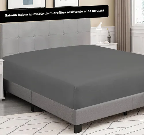 Vista 8 de Sábana bajera ajustable de microfibra tamaño individual, 6 unidades Gris