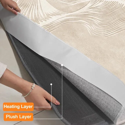 Vista 3 de Alfombra térmica lavable con calefacción eléctrica, superficie de felpa desmontable con calentamiento rápido para oficina, sala de estar, comedor