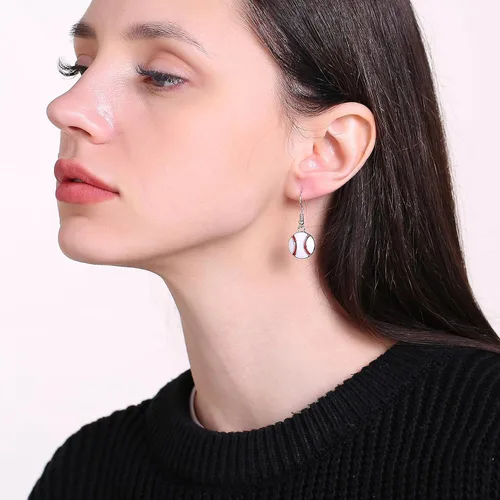 Vista 3 de Aretes colgantes de pelota deportiva aretes de fútbol, baloncesto, fútbol, voleibol, béisbol para mujeres fanáticos