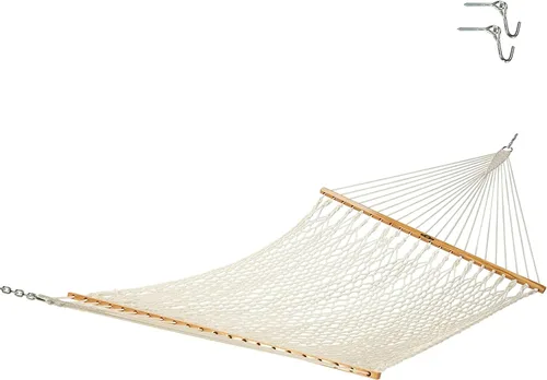 Vista 6 de Original Pawleys Island Hamaca de cuerda de algodón original presidencial de 15OC con cadenas de extensión gratis y ganchos para árboles, hecha a
