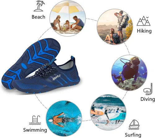 Vista 6 de WateLves - Zapatos de agua para hombres y mujeres, para natación, para la playa, la piscina, surfear, hacer yoga o aeróbics acuático, calcetines