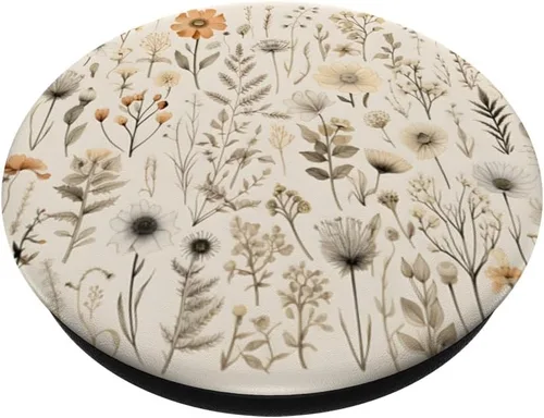 Vista 2 de PopSockets estándar de flores silvestres bohemias, diseño botánico, floral, vintage, PopSockets estándar