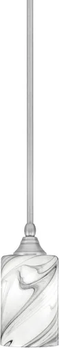 Vista 69 de Toltec Lighting Tallo Colgado Mini colgante, acabado de cobre negro, 3.5" cuadrado humo burbuja vidrio