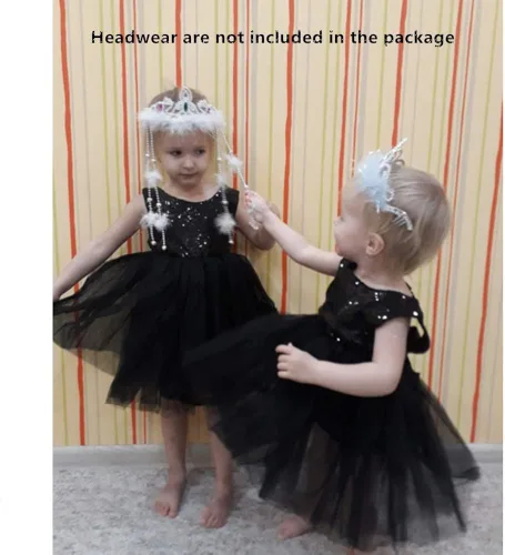 Vista 5 de Vestido de princesa tutú de tul para niña, boda, concurso, fiesta, bebé, lentejuelas sin espalda, encaje floral, recién nacido, 7 años