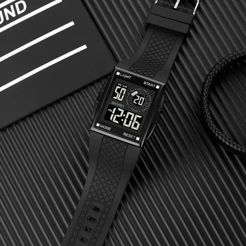 Vista 5 de CakCity Reloj deportivo digital para hombre y mujer, pantalla de cristal, esfera grande, aleación, concha, cuadrado, impermeable, casual