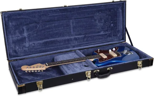 Vista 40 de Crossrock Estuche de madera para guitarra clásica de tamaño completo 4/4, diseño superior arqueado, interior de felpa, pestillos de metal Negro