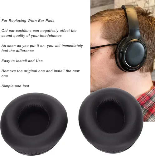 Vista 3 de Juego de almohadillas para los oídos, esponja de cuero de proteína suave, repuesto para auriculares TaoTronics TtBH060
