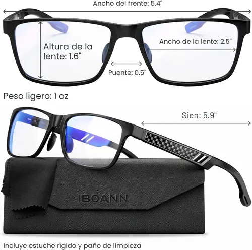 Vista 5 de IBOANN Blue Light Glasses for Men - Lightweight Al-Mg Metal, Gaming Computer Blocking Glasses, Eye Protection Anti Eyestrain