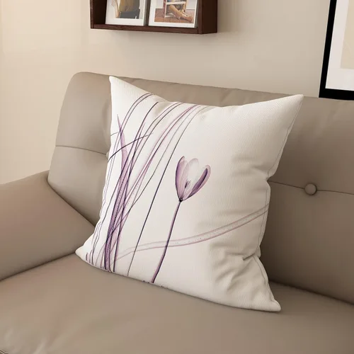 Vista 2 de Funda de almohada minimalista moderna con textura con estampado floral creativo, funda de cojín cuadrada impresa digital para sofá de sala de estar