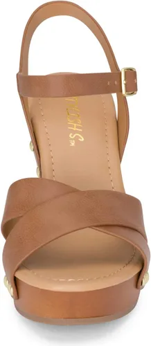 Vista 4 de STYLISH S SHIFT - Sandalias de tacón de plataforma de madera sintética con correa de tobillo y puntera abierta para mujer