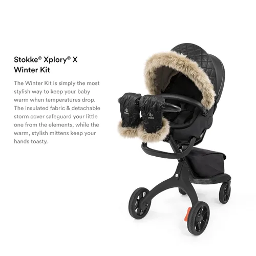 Vista 4 de Stokke Xplory X - Kit de invierno, color negro ónix, protege al bebé del clima frío y el viento, incluye guantes de forro polar para padres, telas