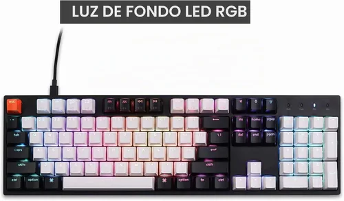Vista 3 de Keychron Teclado mecánico con cable C2 de 104 teclas de tamaño completo para Mac Windows, interruptor marrón Gateron intercambiable en caliente