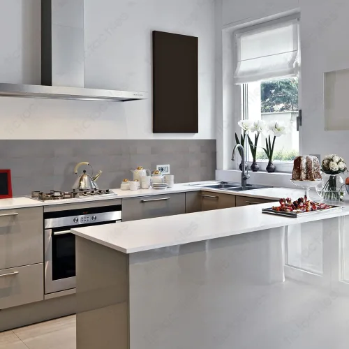 Vista 5 de Tic Tac Tiles - Azulejos autoadhesivos removibles para pegar en el salpicadero de la cocina o el baño, azulejos 3D de concreto natural estilo metro