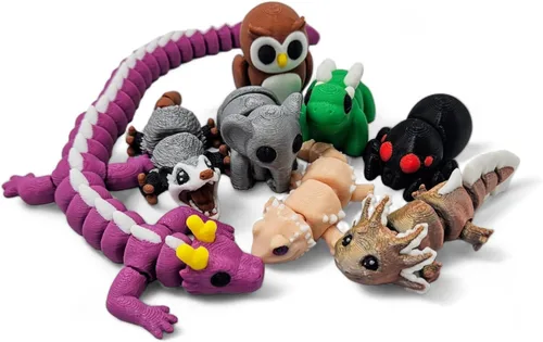Vista 5 de Paquete de 10 minianimales misteriosos, figuras articuladas impresas en 3D, diseños únicos y divertidos, incluye huevo misterioso, alivio del estrés