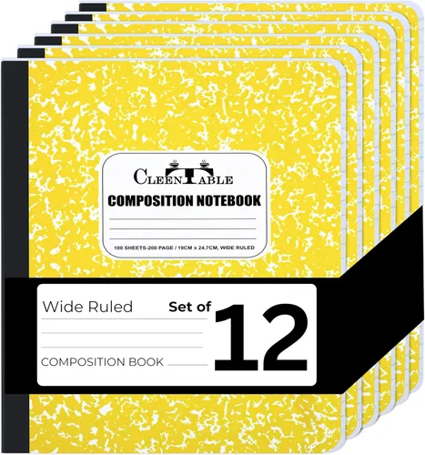 Vista 28 de CLEENTABLE Juego de 5 cuadernos de composición con rayas universitarias para estudiantes, color negro