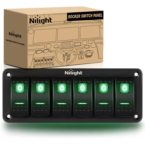 Vista 43 de Nilight Panel de Interruptores Basculantes de 2 Posiciones con Luz LED Naranja, 5 Pines On/Off, Interruptores Basculantes de Aluminio Precableados