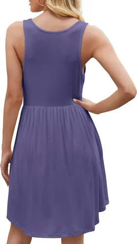 Vista 6 de HiMONE Women's 2023 Sleeveless Loose Plain Dresses Casual Short Dress with Pocket