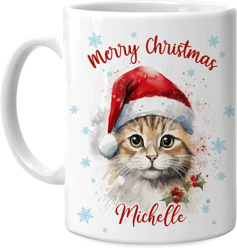 Vista 33 de Hyturtle Regalos personalizados para amantes de los osos – Taza de café de cerámica con nombre personalizado de oso con sombrero de Papá Noel