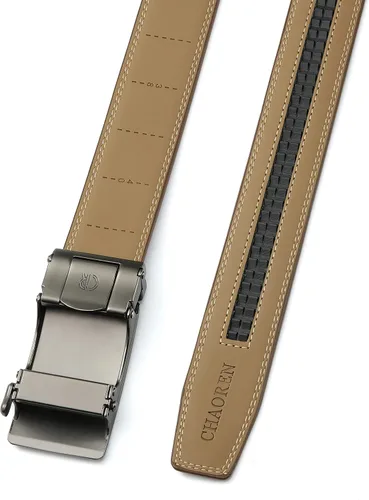 Vista 3 de CHAOREN Cinturones de trinquete para hombre, paquete de 2, elegantes cinturones de cuero en juego de regalo de 1.378 in