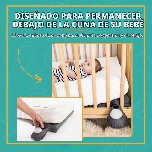 Vista 8 de Almohada inflable en forma de cuña para alivio de cólicos en bebés – Cuña para dormir de bebé totalmente ajustable para ayudar con el reflujo ácido
