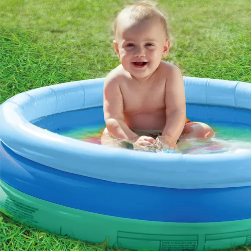 Vista 5 de Piscina inflable de 3 anillos – Flotadores de piscina para niños de 51 pulgadas con diseño de acuario – Piscina redonda para niños de 3 anillos