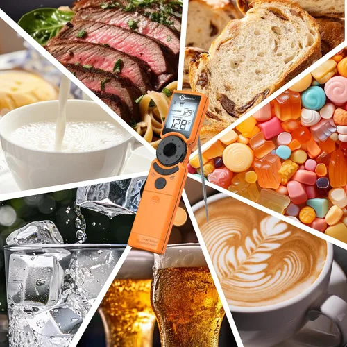 Vista 9 de Termómetro digital de carne para parrilla, termómetros de alimentos de lectura instantánea para cocinar con guía de cocción de alimentos, Naranja