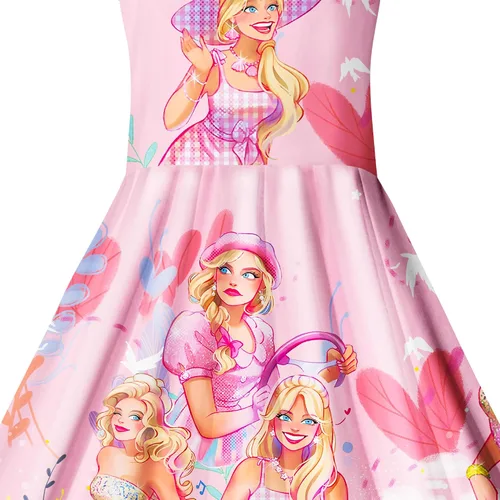Vista 3 de WEYCIP Vestido para niñas pequeñas, lindo vestido de película con mangas con vuelo, vestido casual para jugar en casa, regalo de fiesta de cumpleaños