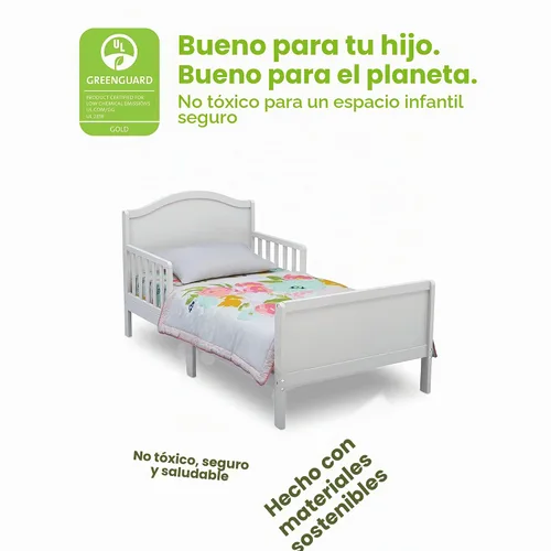 Vista 4 de Delta Children Bennett Wood - Cama para niños pequeños, certificado Greenguard Gold, blanco Bianca