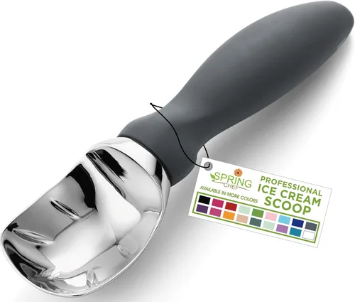 Vista 16 de Spring Chef - Cuchara para helado rosa de alta resistencia con mango suave, cuchara profesional para helado, cuchara de metal para masa de galletas