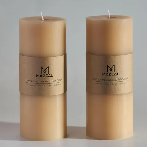 Vista 152 de MOZEAL Juego de 3 velas sin perfume vertidas a mano de 3 x 6 pulgadas, velas tipo pilar sin goteo, combustión de larga duración, aproximadamente 120