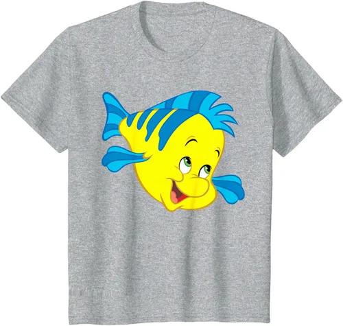 Vista 39 de Disney Camiseta de disfraz de cara grande de la Sirenita Flounder Sidekick