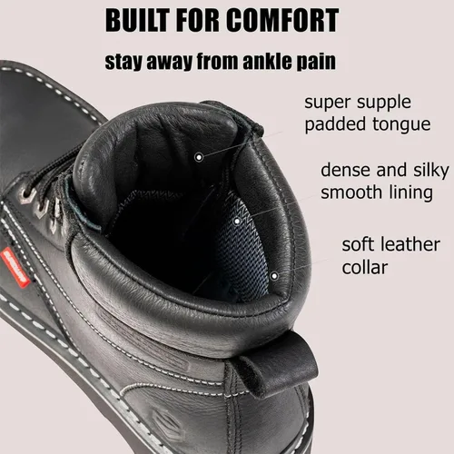 Vista 3 de SUREWAY Mens Heavy Duty Soft/Composite/Steel Toe Work Boots for Men-Comfortable,GoodyearWelt,Full Grain Leather,6 in Wedge Moc Toe Construction