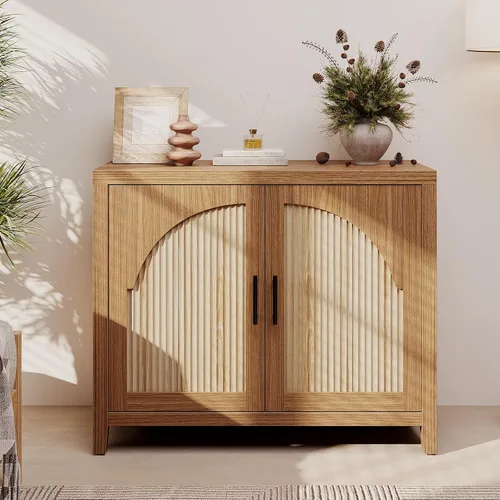 Vista 15 de Bestier Aparador moderno de 37" con almacenamiento, roble negro