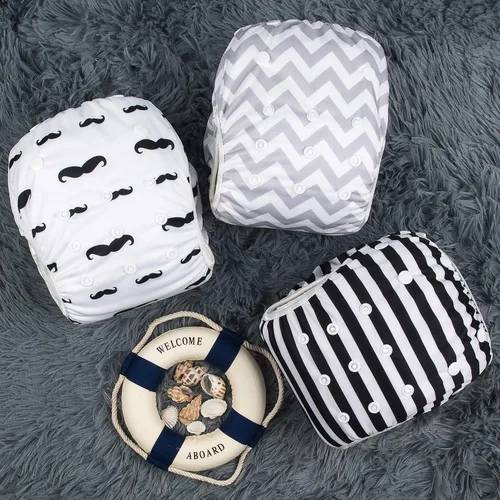 Vista 9 de Alva pañales de natación para bebé, 3 unidades, reutilizables, lavables y ajustables para clases de natación y baby shower regalos 0-2 años 3SWY01