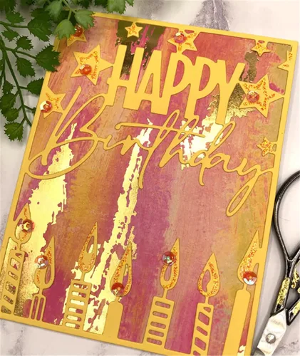 Vista 6 de Troqueles troquelados para hacer tarjetas, álbumes de recortes de metal, feliz cumpleaños, tema de tarta, troqueles de corte, bricolaje, álbum
