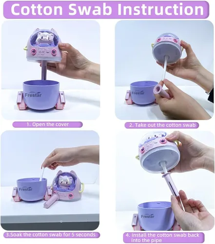 Vista 6 de Mini humidificador USB de 7.4 fl oz con luz nocturna LED, pequeño y lindo humidificador en adorable muñeca para niños, plantas, dormitorio, oficina