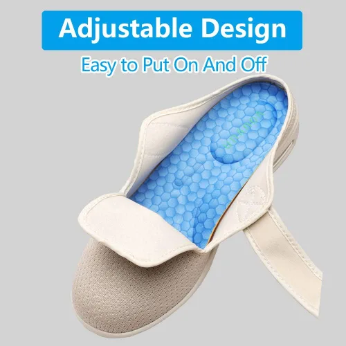 Vista 2 de Orthoshoes Sandalias planas para diabéticos para mujer, con edema ajustable, pantuflas de espuma viscoelástica extra anchas fáciles de poner