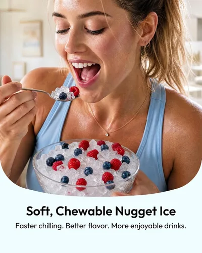 Vista 4 de Euhomy 2026 Upgraded Countertop Nugget Ice Maker, 35lbs Sonic Crushed Ice Grey