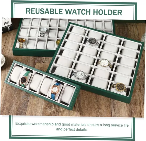 Vista 8 de LIFKOME 5pcs 6-grid Watch Storage Watch Display Tray Watch Tray for Men Slots Watch Bracelet Tray Watch Tray Organizer Watch Bracelet Display Tray
