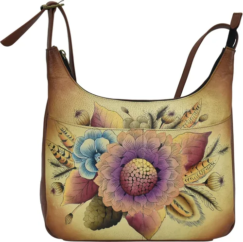 Vista 9 de Anna by Anuschka Women’s Original Hand-Painted Genuine Leather Medium Shopper Hobo Familia de elefantes